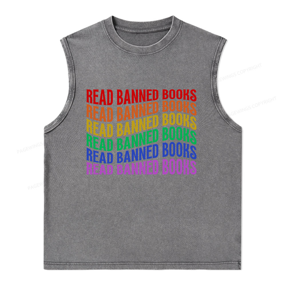 Pagewings Read Banned Books Unisex Washed Tank Top