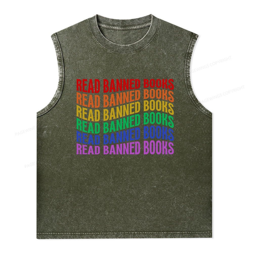 Pagewings Read Banned Books Unisex Washed Tank Top