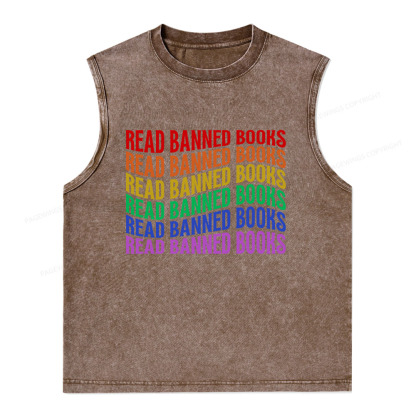 Pagewings Read Banned Books Unisex Washed Tank Top