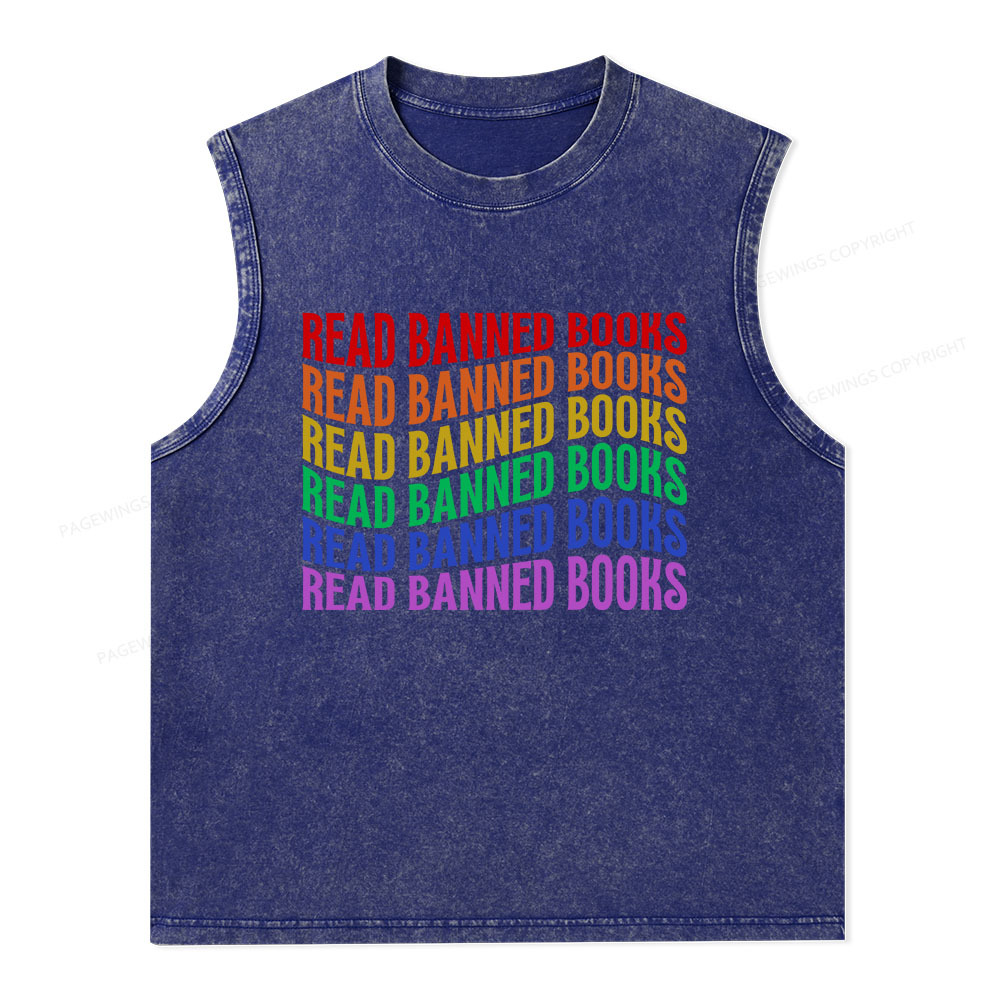 Pagewings Read Banned Books Unisex Washed Tank Top
