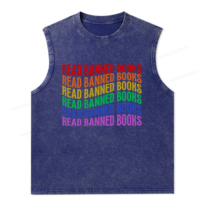 Pagewings Read Banned Books Unisex Washed Tank Top