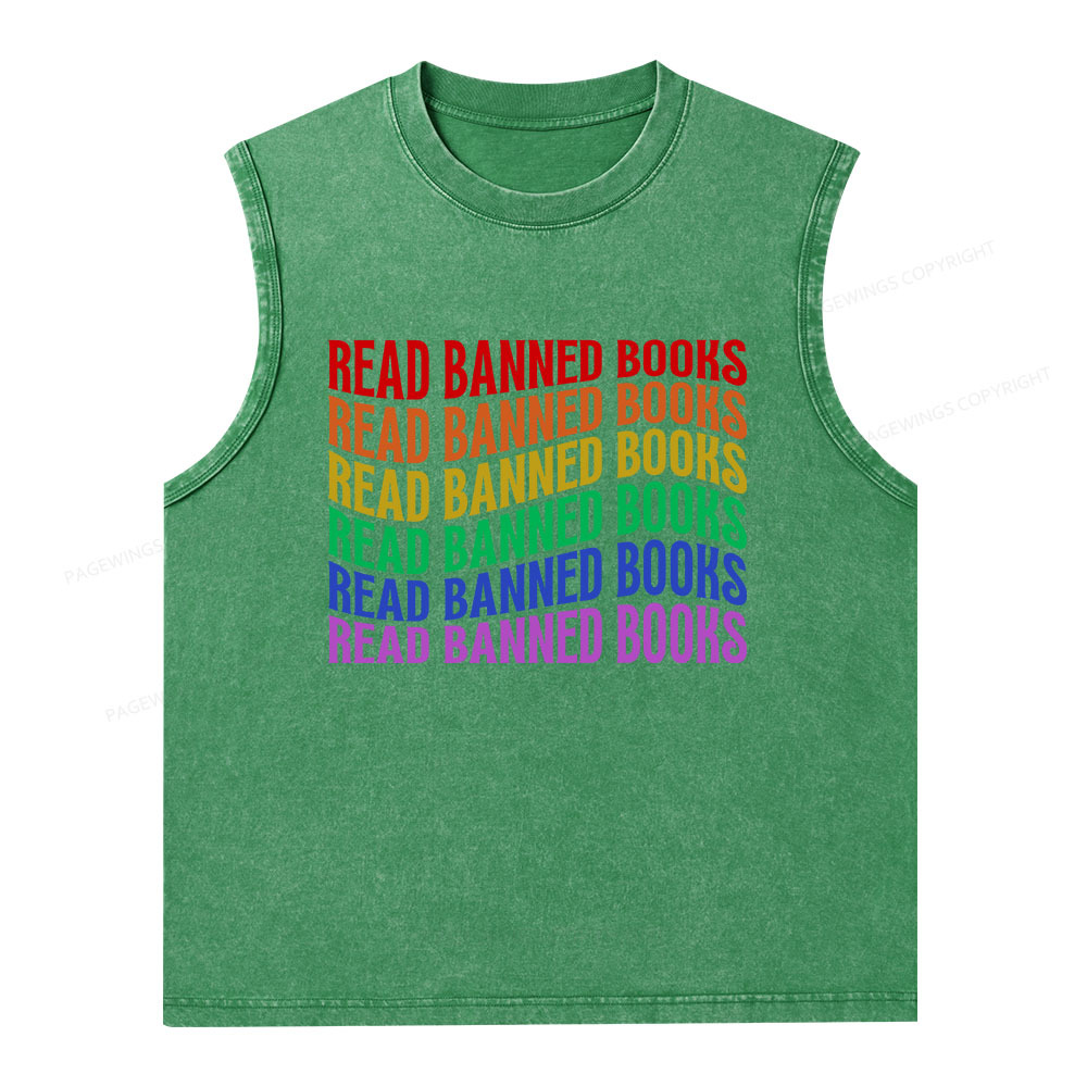 Pagewings Read Banned Books Unisex Washed Tank Top