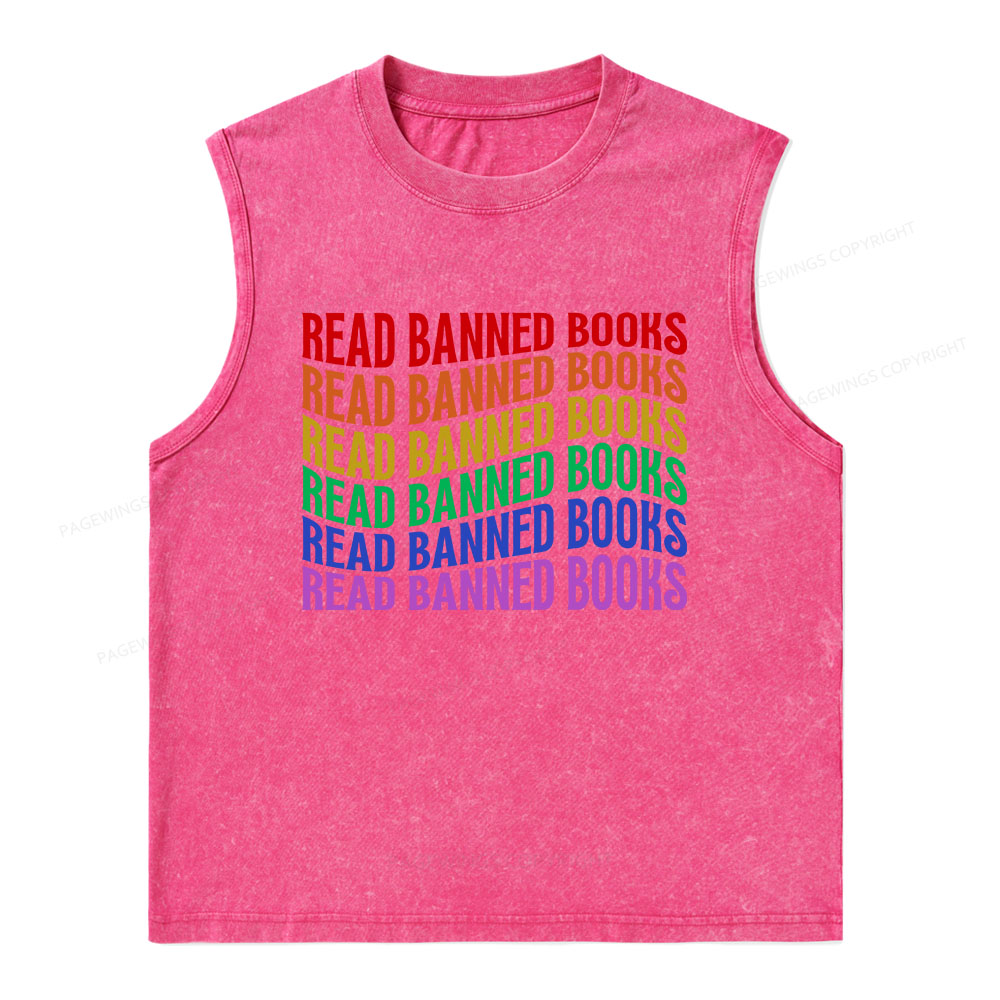 Pagewings Read Banned Books Unisex Washed Tank Top