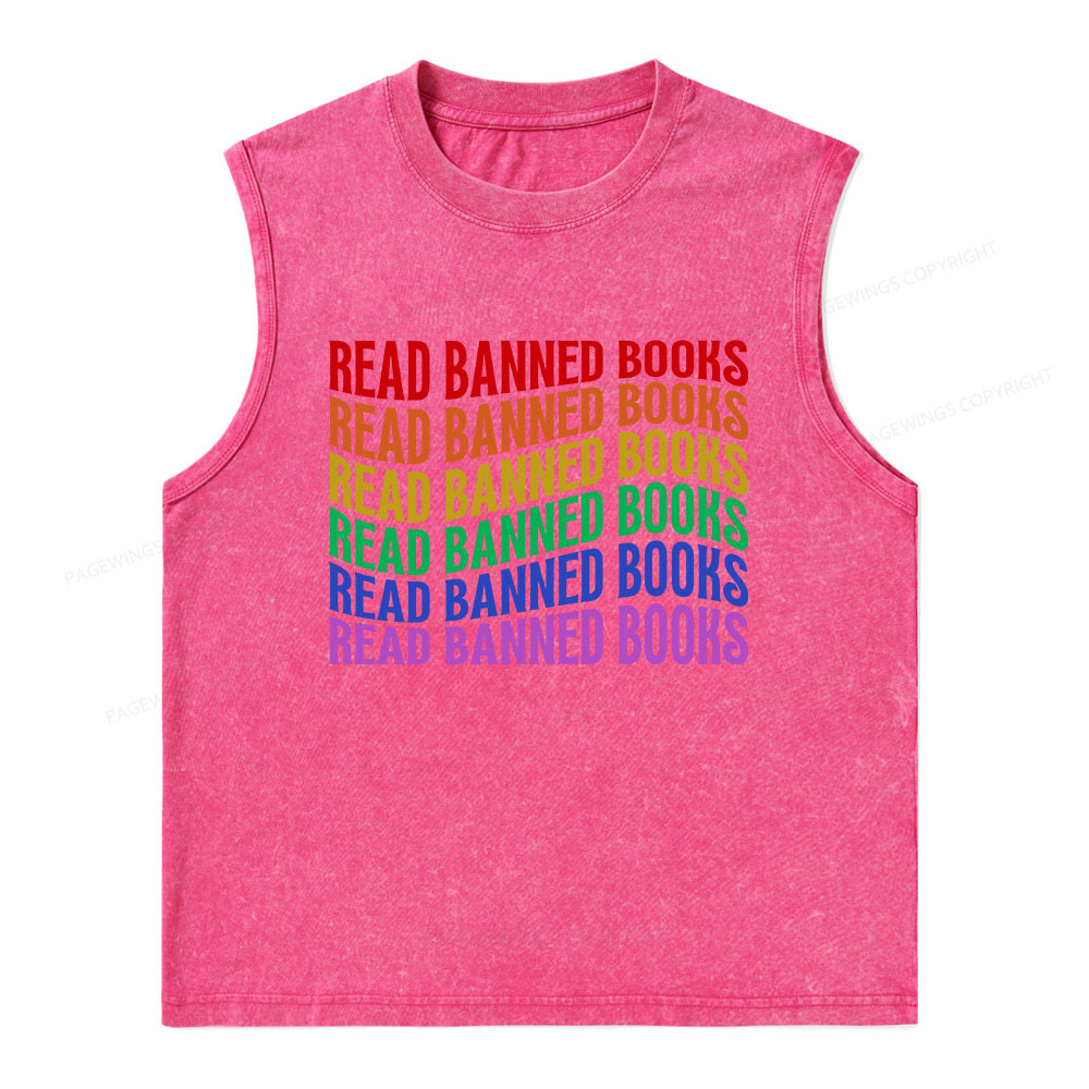 Pagewings Read Banned Books Unisex Washed Tank Top