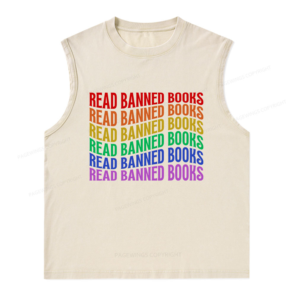 Pagewings Read Banned Books Unisex Washed Tank Top