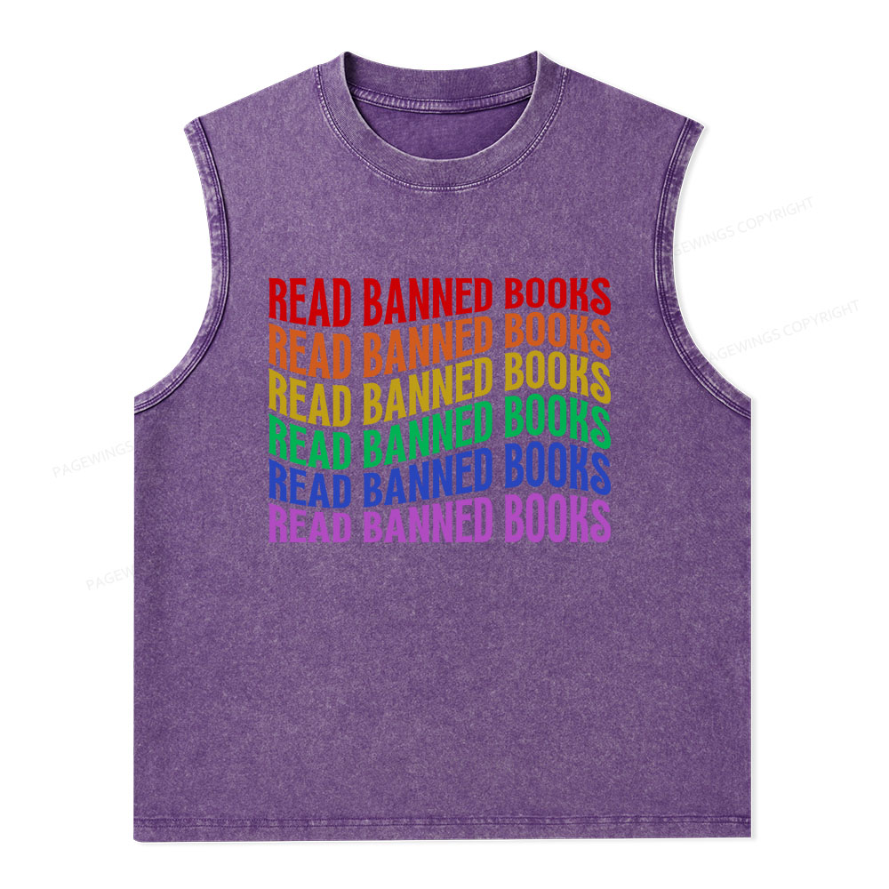 Pagewings Read Banned Books Unisex Washed Tank Top