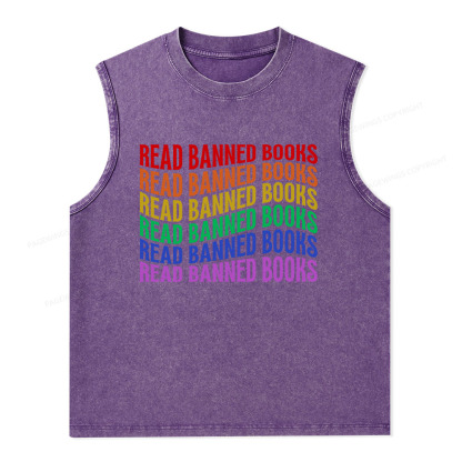 Pagewings Read Banned Books Unisex Washed Tank Top