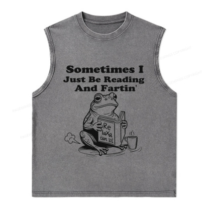 Pagewings Sometimes I Just Be Reading and Fartin Unisex Washed Tank Top