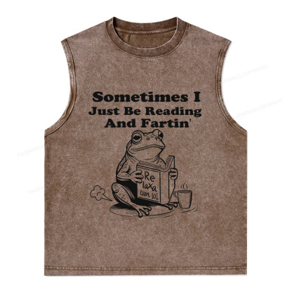 Pagewings Sometimes I Just Be Reading and Fartin Unisex Washed Tank Top
