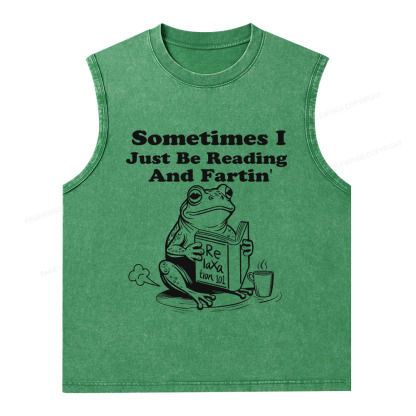 Pagewings Sometimes I Just Be Reading and Fartin Unisex Washed Tank Top