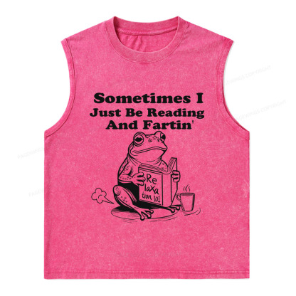 Pagewings Sometimes I Just Be Reading and Fartin Unisex Washed Tank Top