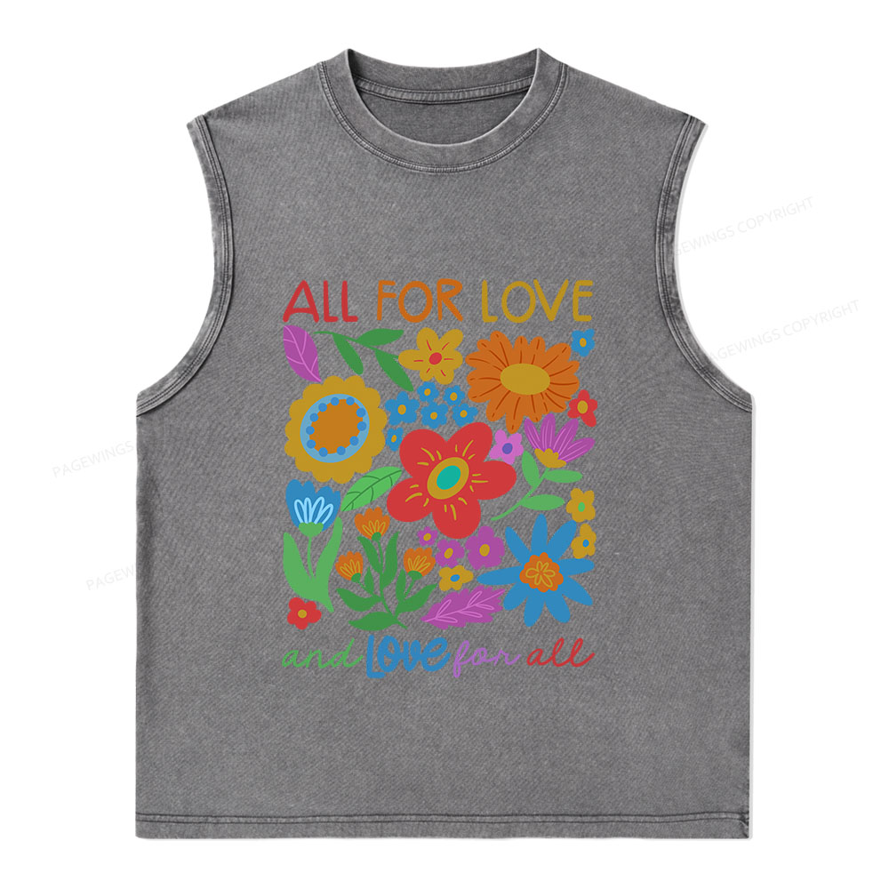 Pagewings All For Love Unisex Washed Tank Top