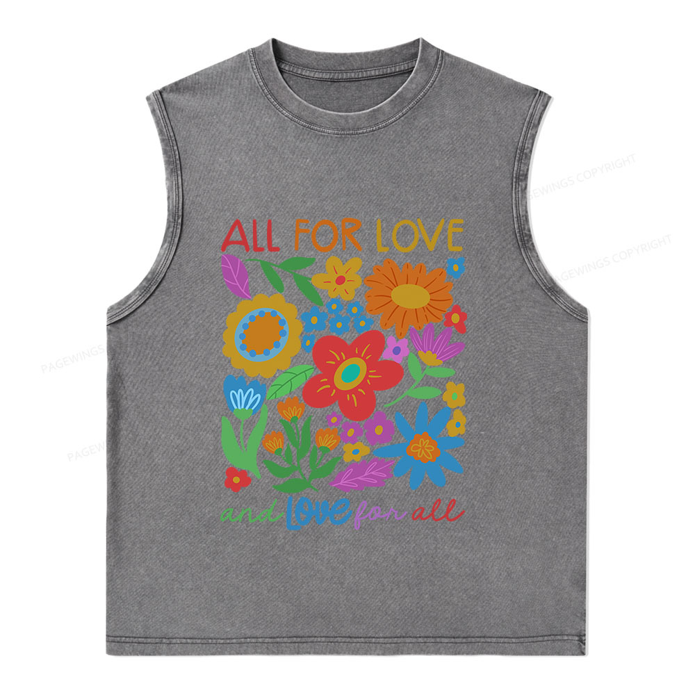 Pagewings All For Love Unisex Washed Tank Top