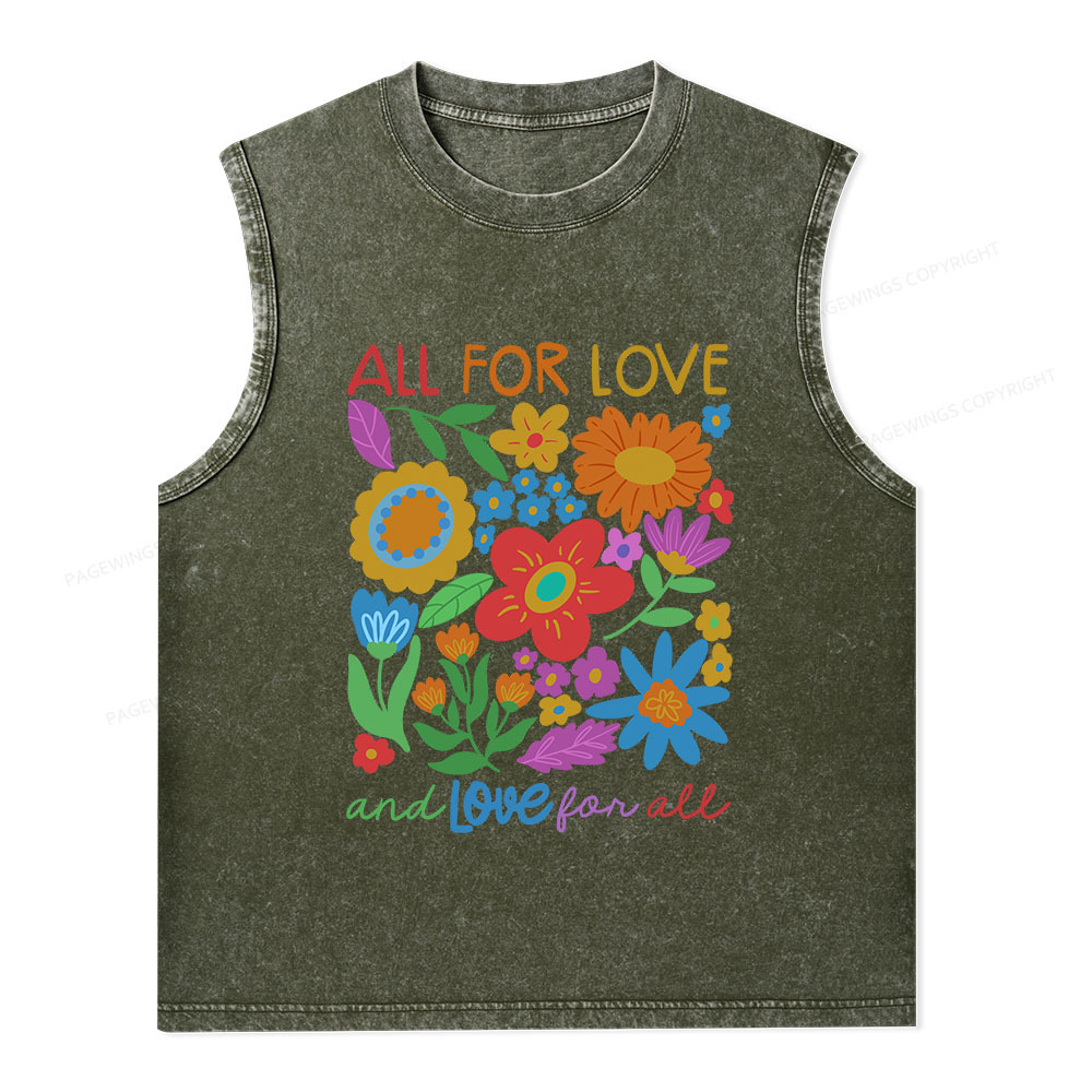 Pagewings All For Love Unisex Washed Tank Top