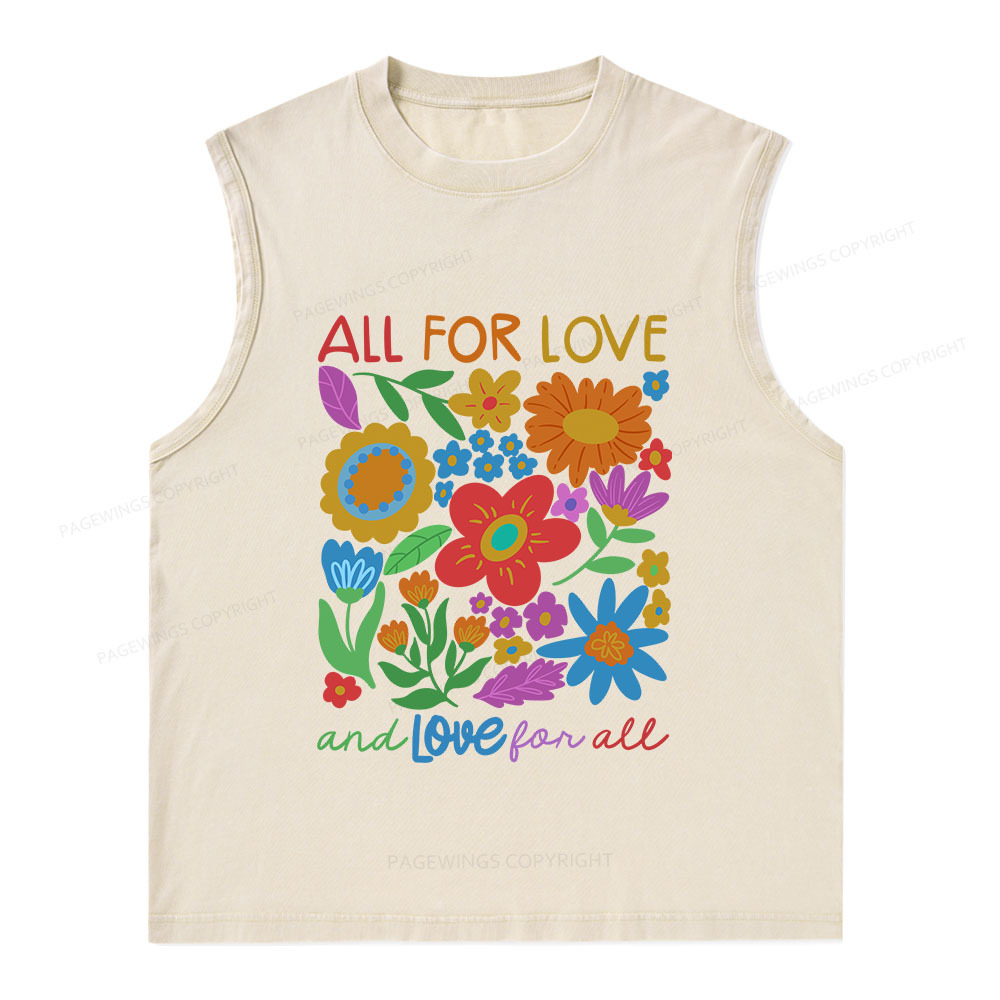 Pagewings All For Love Unisex Washed Tank Top