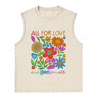 Pagewings All For Love Unisex Washed Tank Top