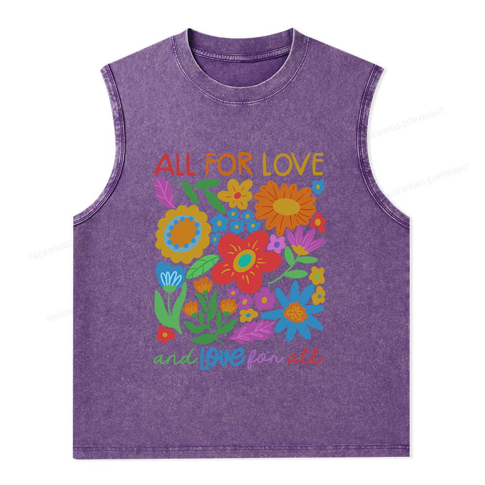 Pagewings All For Love Unisex Washed Tank Top