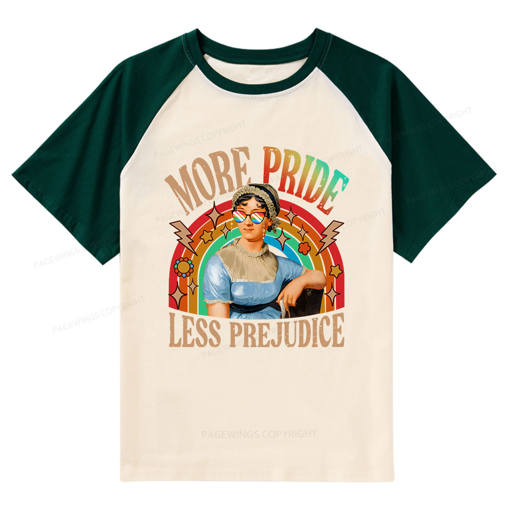 Pagewings More Pride Less Prejudice Raglan T-shirt