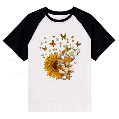 Pagewings Sunflower And Book Harmony Raglan T-shirt