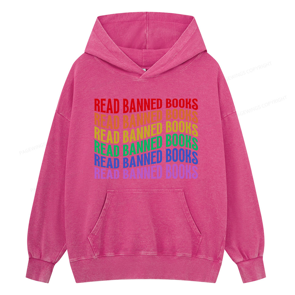 Pagewing Read Banned Books Unisex Washed Hoodie