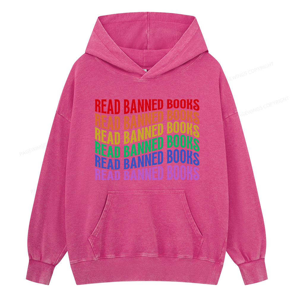 Pagewing Read Banned Books Unisex Washed Hoodie