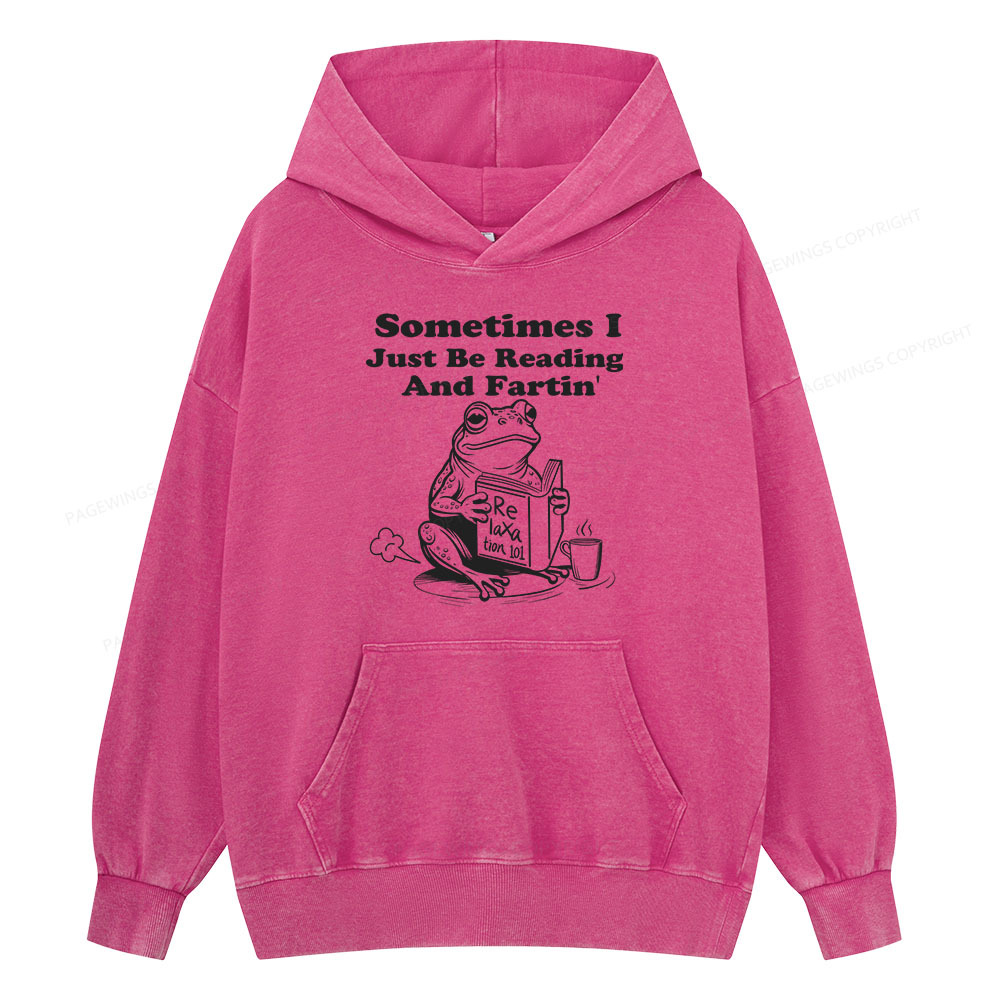 Pagewing Sometimes I Just Be Reading and Fartin Unisex Washed Hoodie