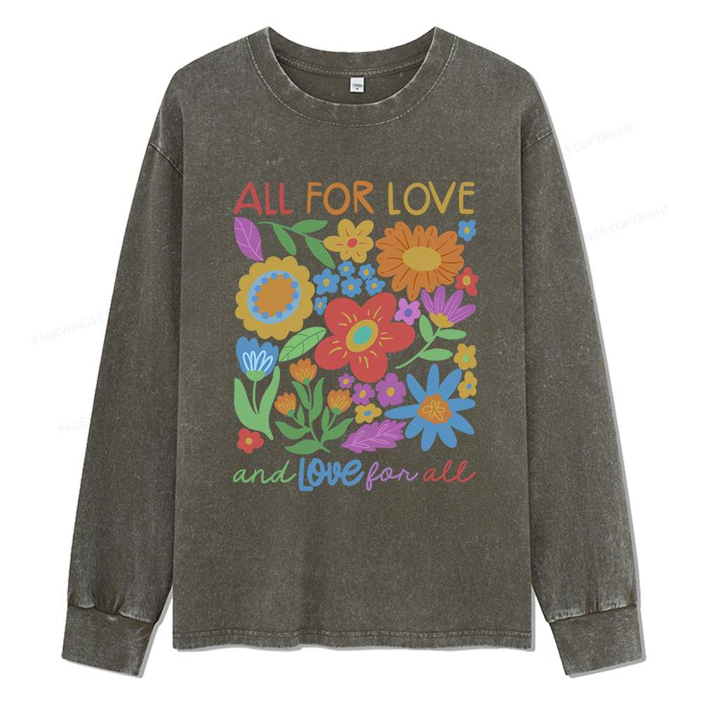 Pagewings All For Love Unisex Washed Long Sleeve T-shirt