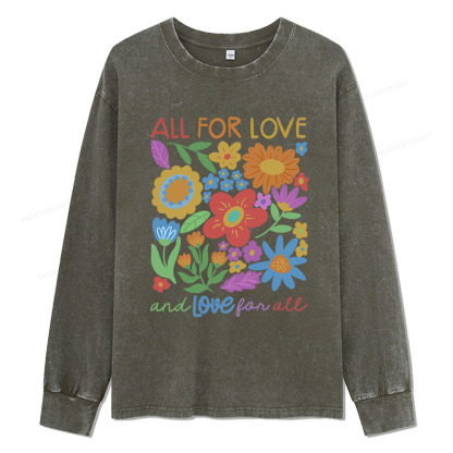 Pagewings All For Love Unisex Washed Long Sleeve T-shirt