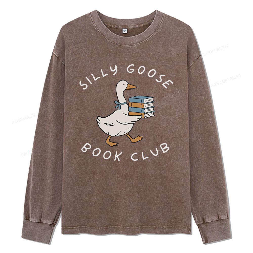 Pagewings Silly Goose Book Club Unisex Washed Long Sleeve T-shirt