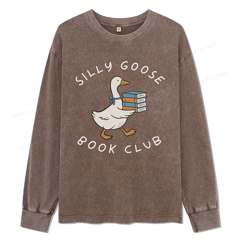 Pagewings Silly Goose Book Club Unisex Washed Long Sleeve T-shirt