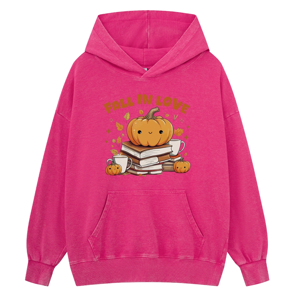 Pagewings Thanksgiving Fall in Love with Reading Unisex Washed Hoodie