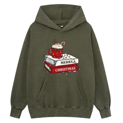 Pagewings Merry Christmas Unisex Washed Hoodie