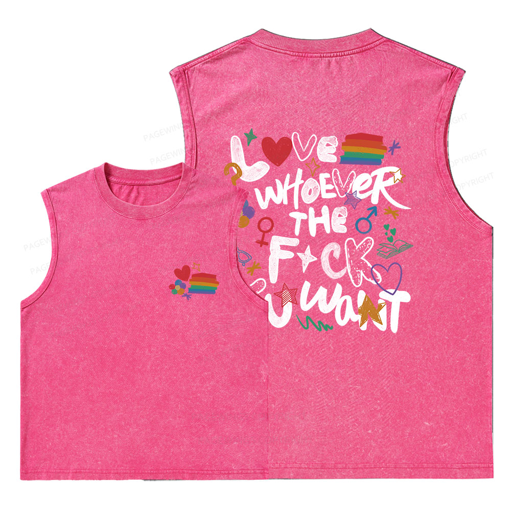 Pagewings Love Whoever The F*ck You Want Unisex Washed Tank Top