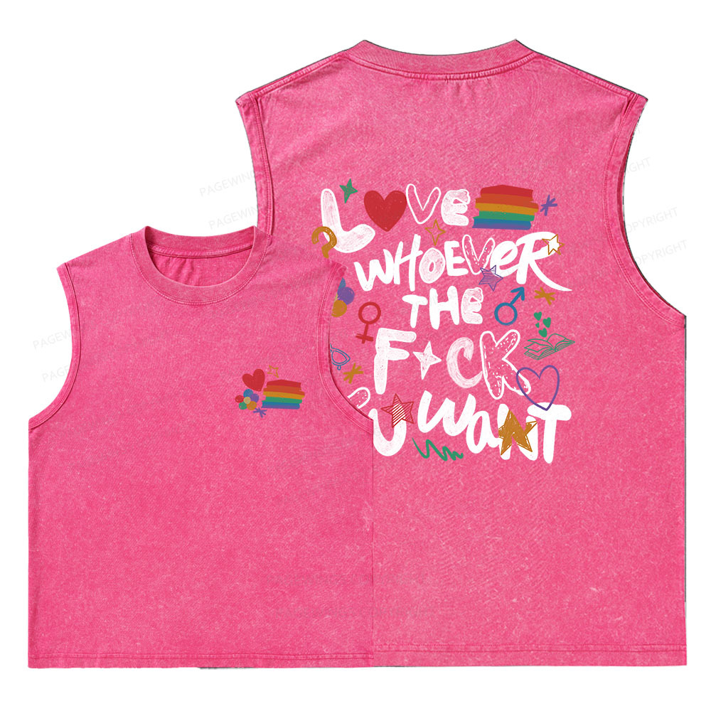 Pagewings Love Whoever The F*ck You Want Unisex Washed Tank Top