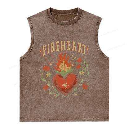 Pagewings Vintage Fire-heart Unisex Washed Tank Top