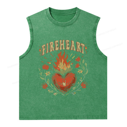 Pagewings Vintage Fire-heart Unisex Washed Tank Top