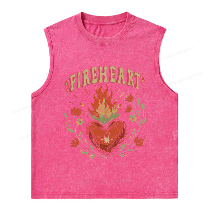 Pagewings Vintage Fire-heart Unisex Washed Tank Top