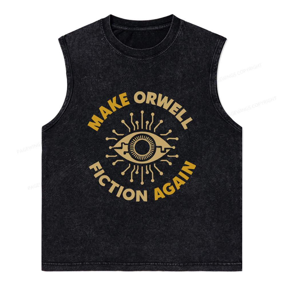 Pagewings Make Orwell Fiction Again Unisex Washed Tank Top