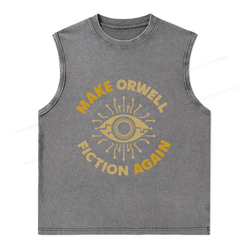 Pagewings Make Orwell Fiction Again Unisex Washed Tank Top