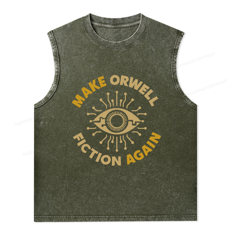 Pagewings Make Orwell Fiction Again Unisex Washed Tank Top