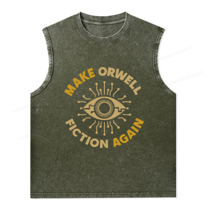 Pagewings Make Orwell Fiction Again Unisex Washed Tank Top