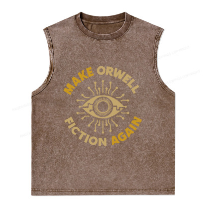 Pagewings Make Orwell Fiction Again Unisex Washed Tank Top