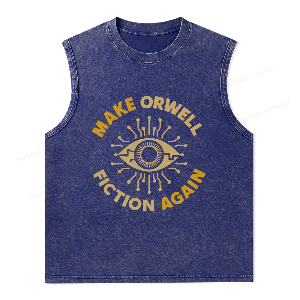 Pagewings Make Orwell Fiction Again Unisex Washed Tank Top