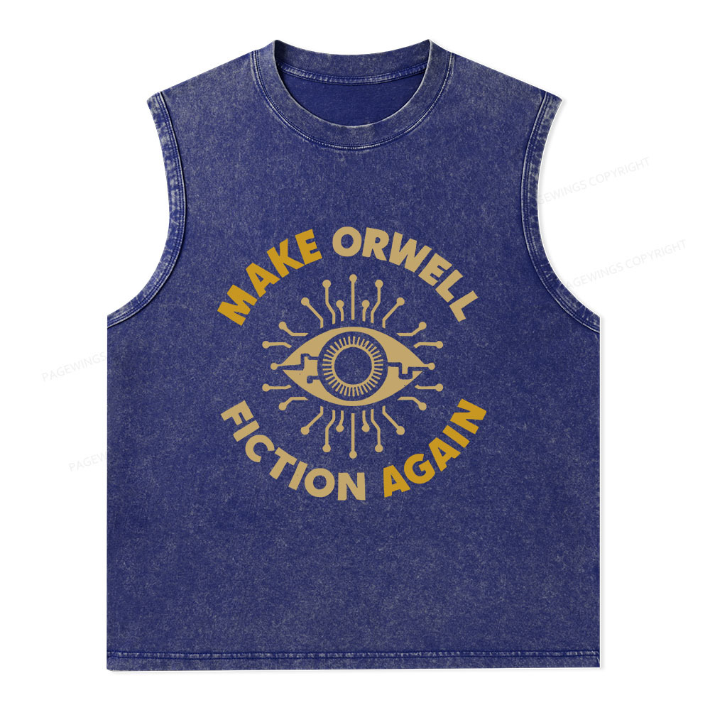 Pagewings Make Orwell Fiction Again Unisex Washed Tank Top