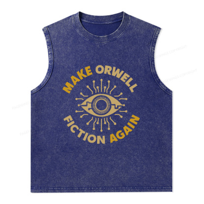 Pagewings Make Orwell Fiction Again Unisex Washed Tank Top