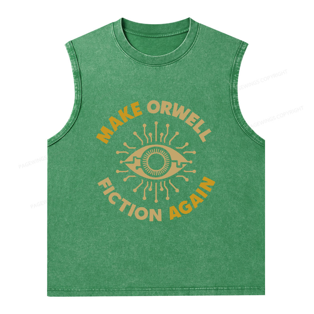 Pagewings Make Orwell Fiction Again Unisex Washed Tank Top