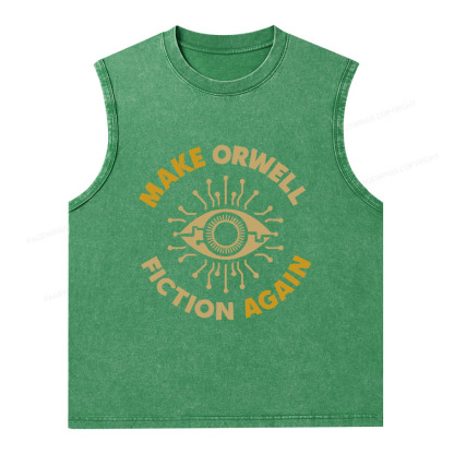 Pagewings Make Orwell Fiction Again Unisex Washed Tank Top