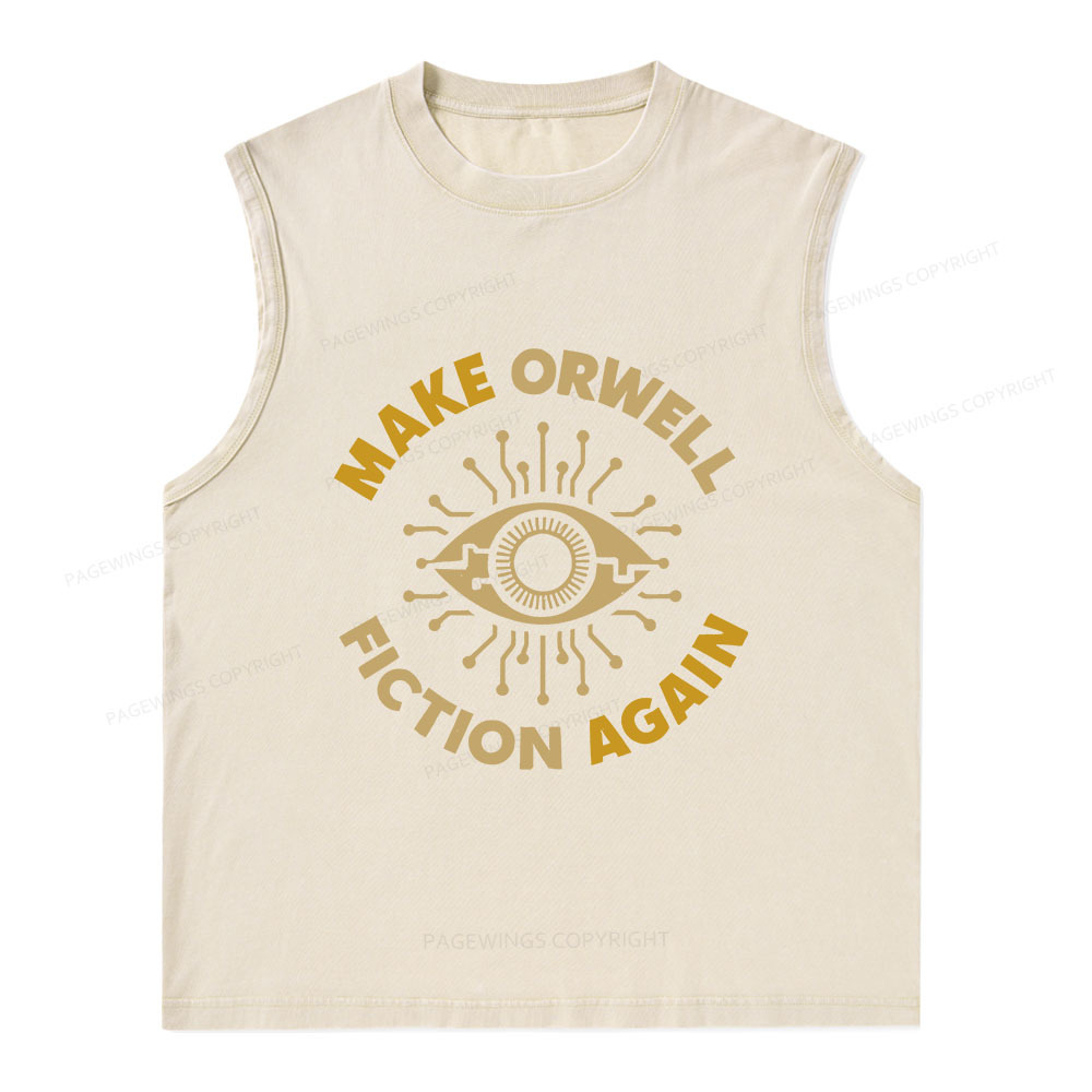 Pagewings Make Orwell Fiction Again Unisex Washed Tank Top