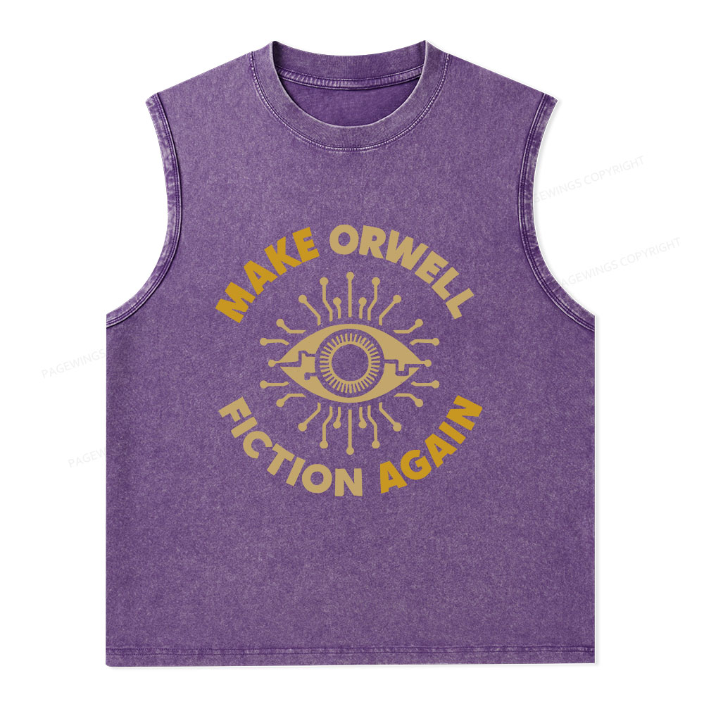 Pagewings Make Orwell Fiction Again Unisex Washed Tank Top