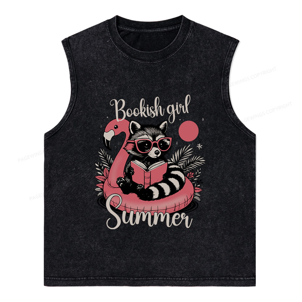 Pagewings Feral Bookish Girl Summer Unisex Washed Tank Top